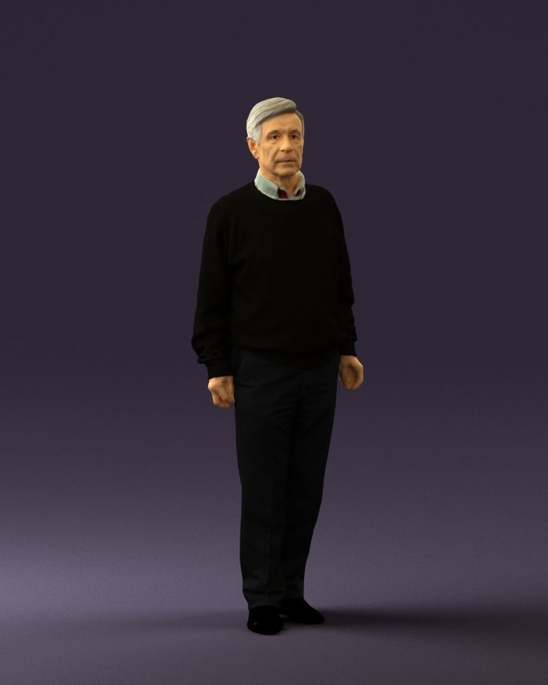 Old man in black sweater 0563 3D model_3