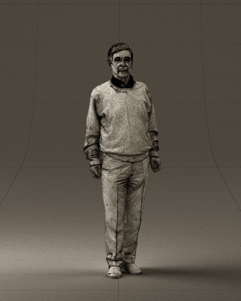Old man in black sweater 0563 3D model_2