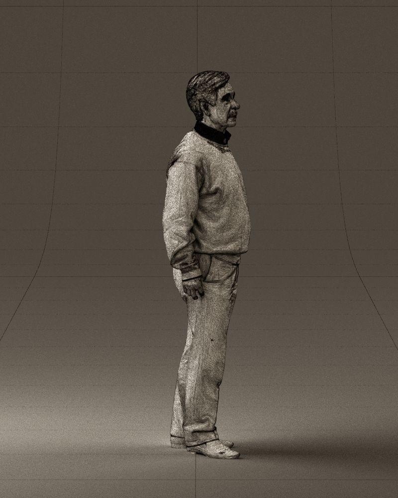 Old man in black sweater 0563 3D model_11