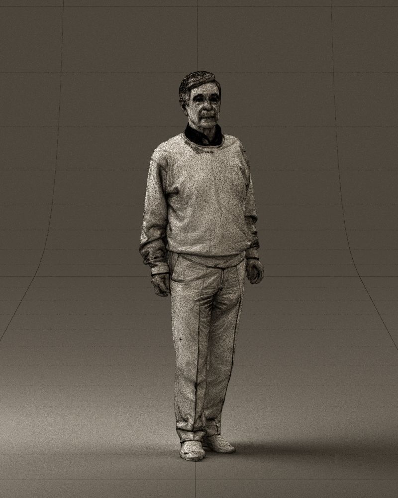 Old man in black sweater 0563 3D model_5