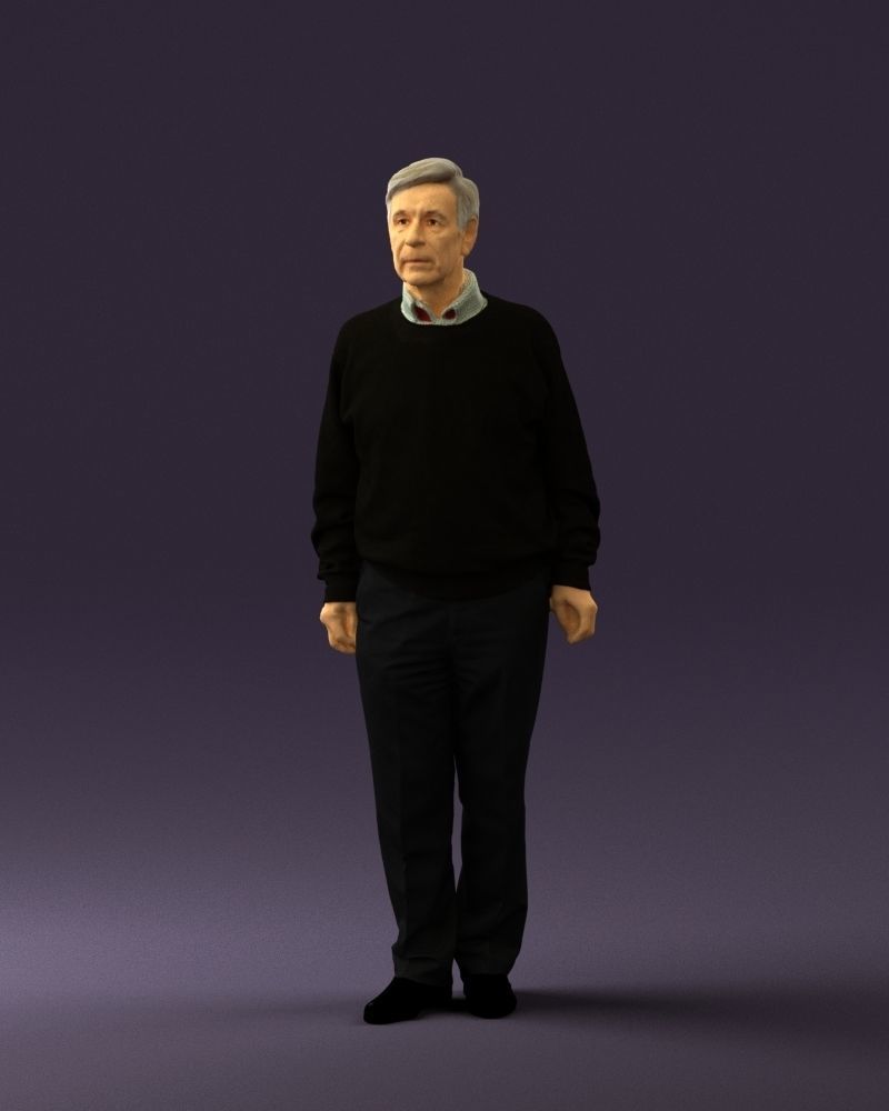 Old man in black sweater 0563 3D model_30
