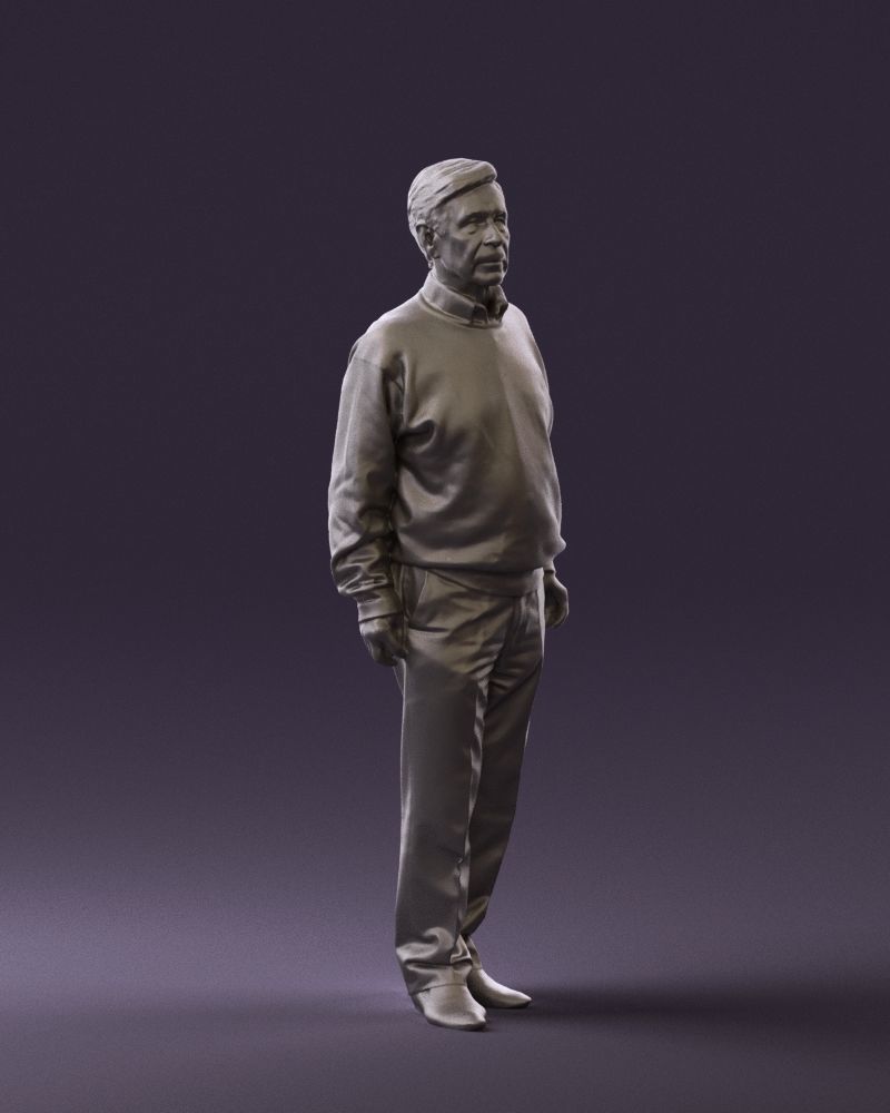 Old man in black sweater 0563 3D model_7