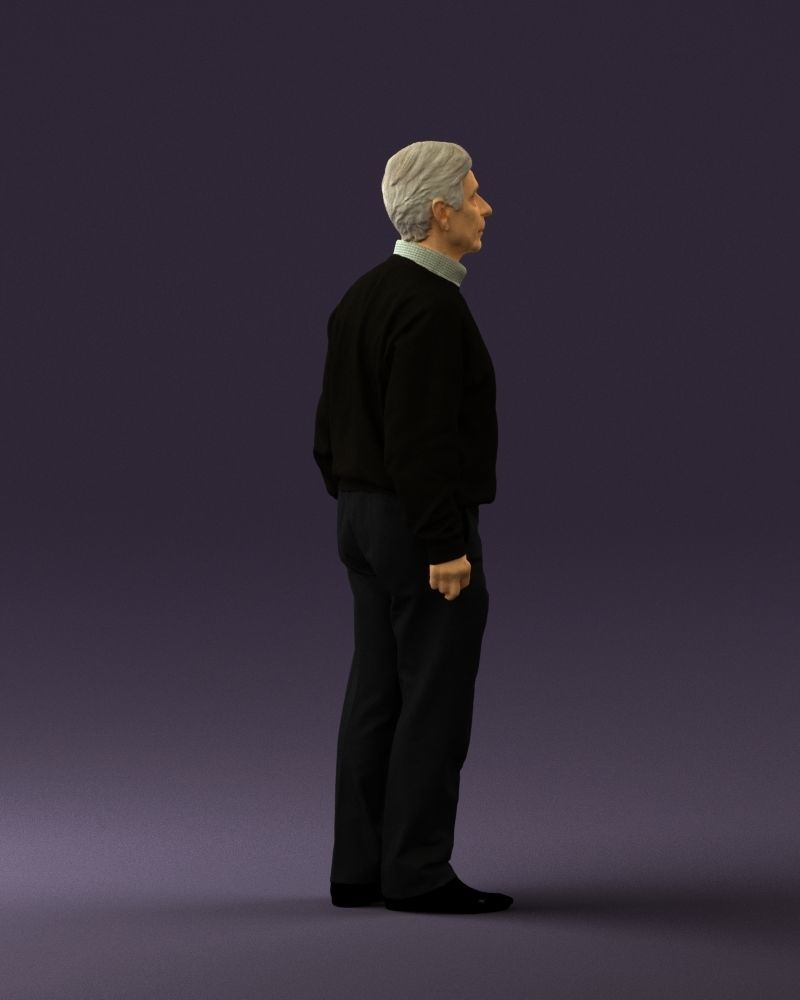 Old man in black sweater 0563 3D model_12