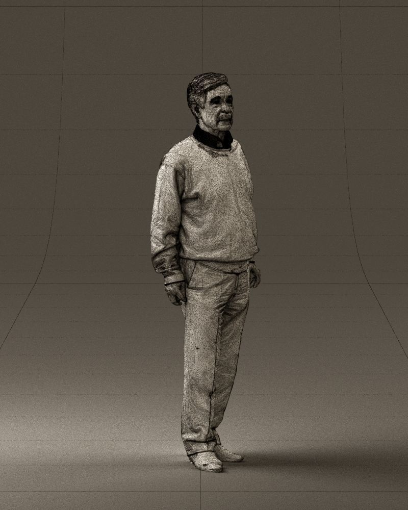 Old man in black sweater 0563 3D model_8