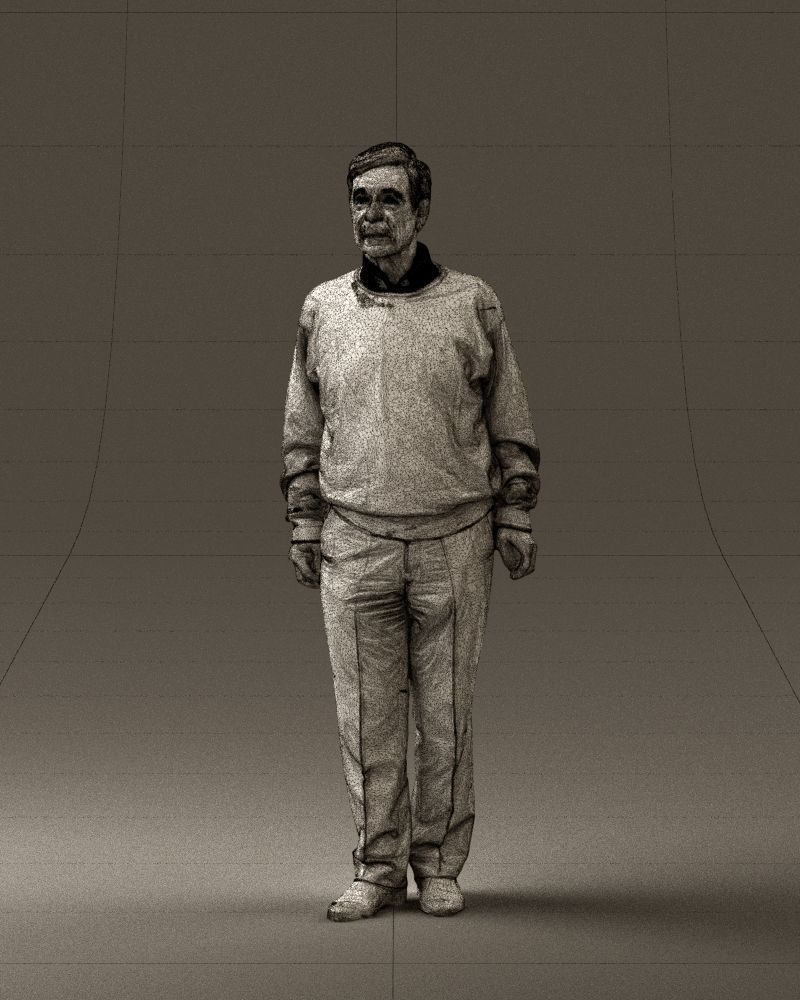 Old man in black sweater 0563 3D model_32