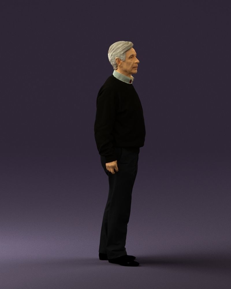 Old man in black sweater 0563 3D model_9