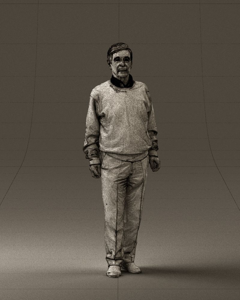 Old man in black sweater 0563 3D model_38