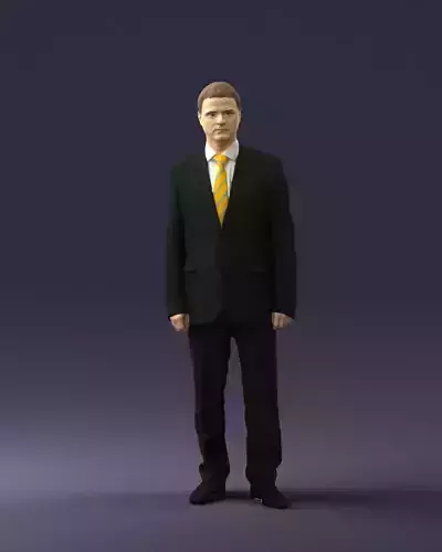 Young man with striped yellow tie 0702