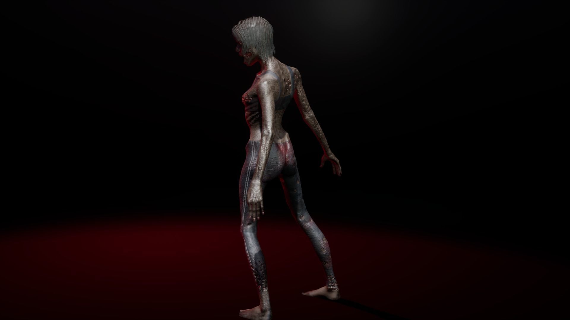 Zombie female version Low-poly 3D model_3