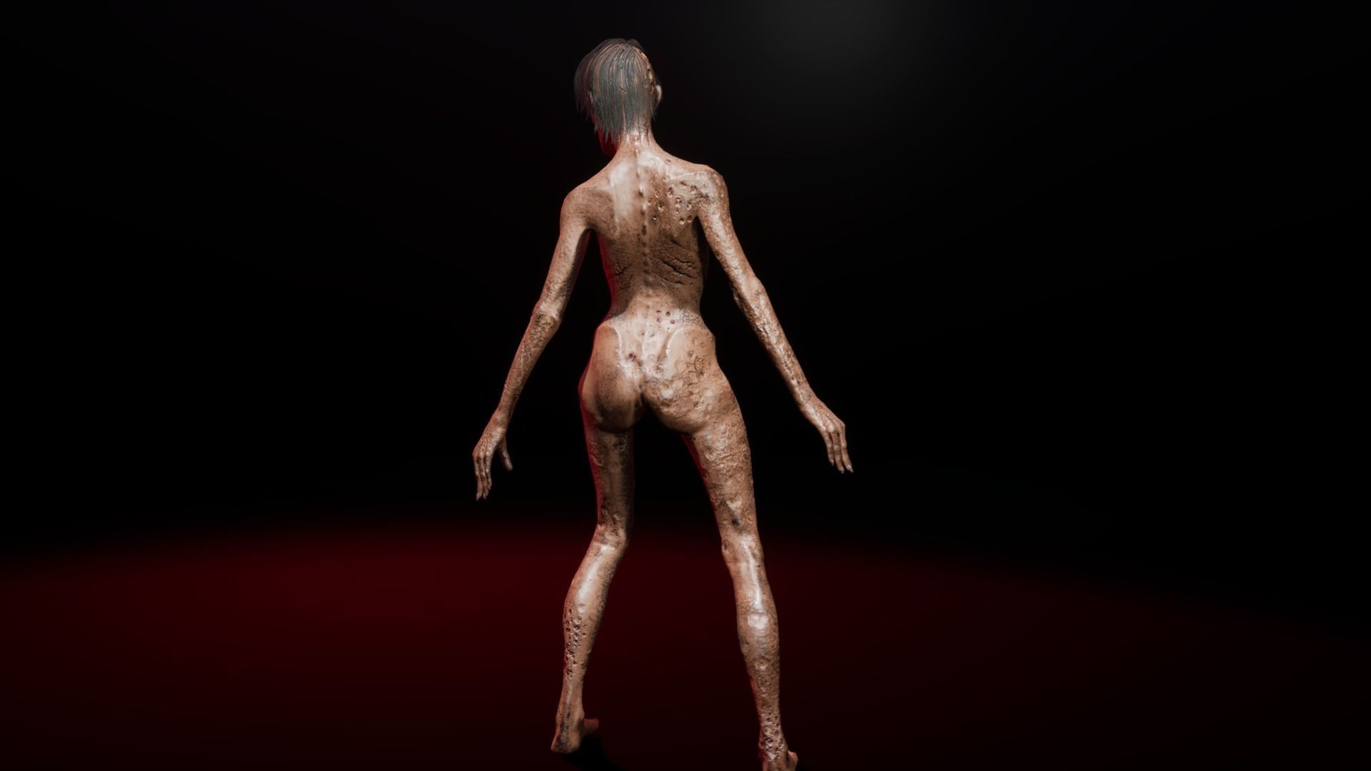 Zombie female version Low-poly 3D model_11