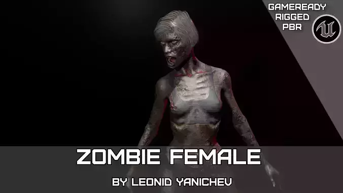 Zombie female version Low-poly 3D model
