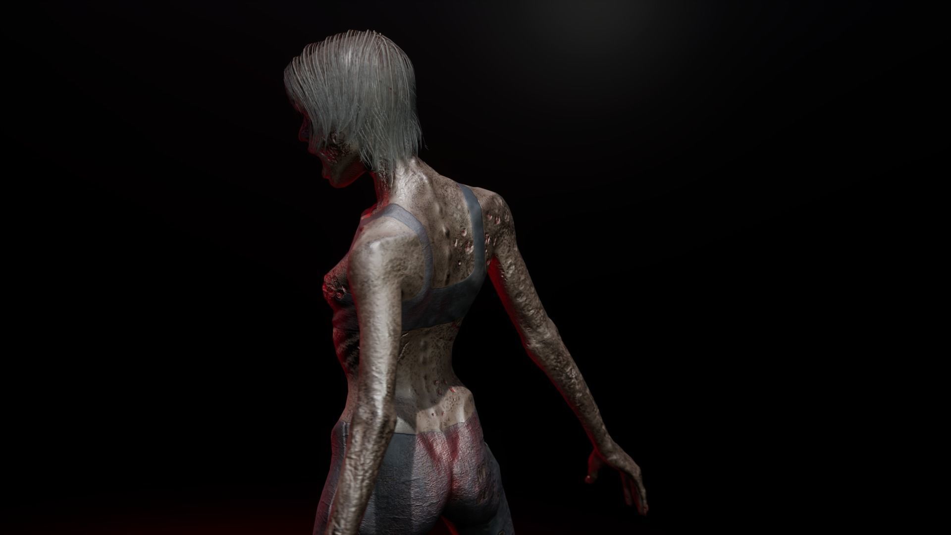 Zombie female version Low-poly 3D model_18