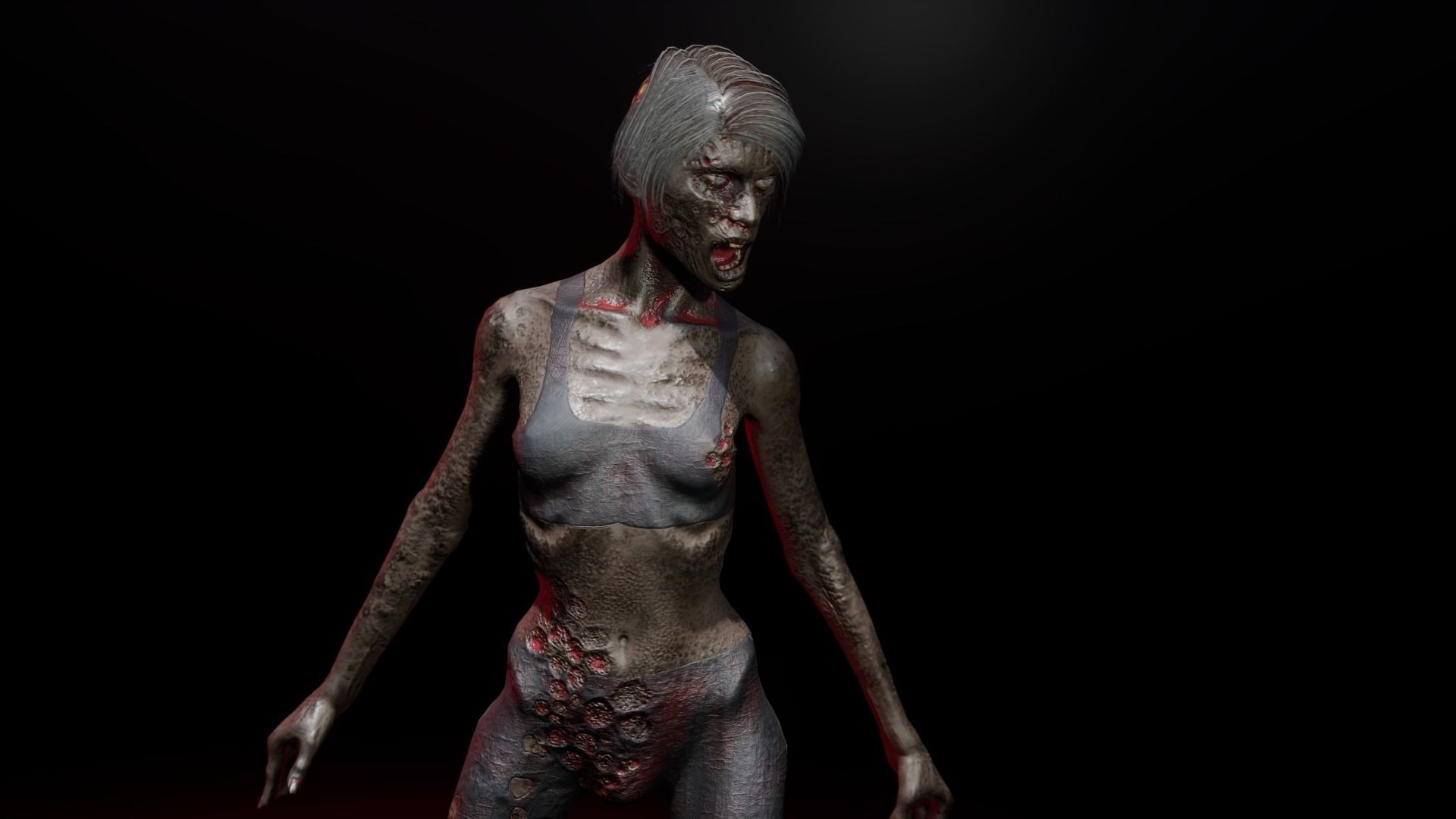 Zombie female version Low-poly 3D model_21