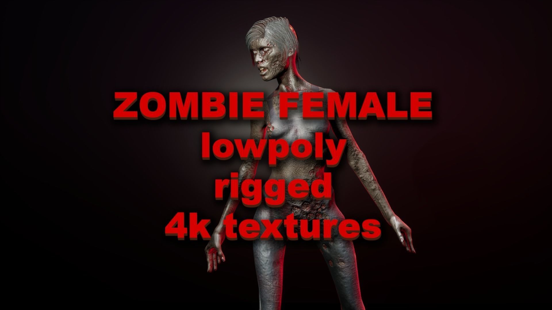 Zombie female version Low-poly 3D model_2