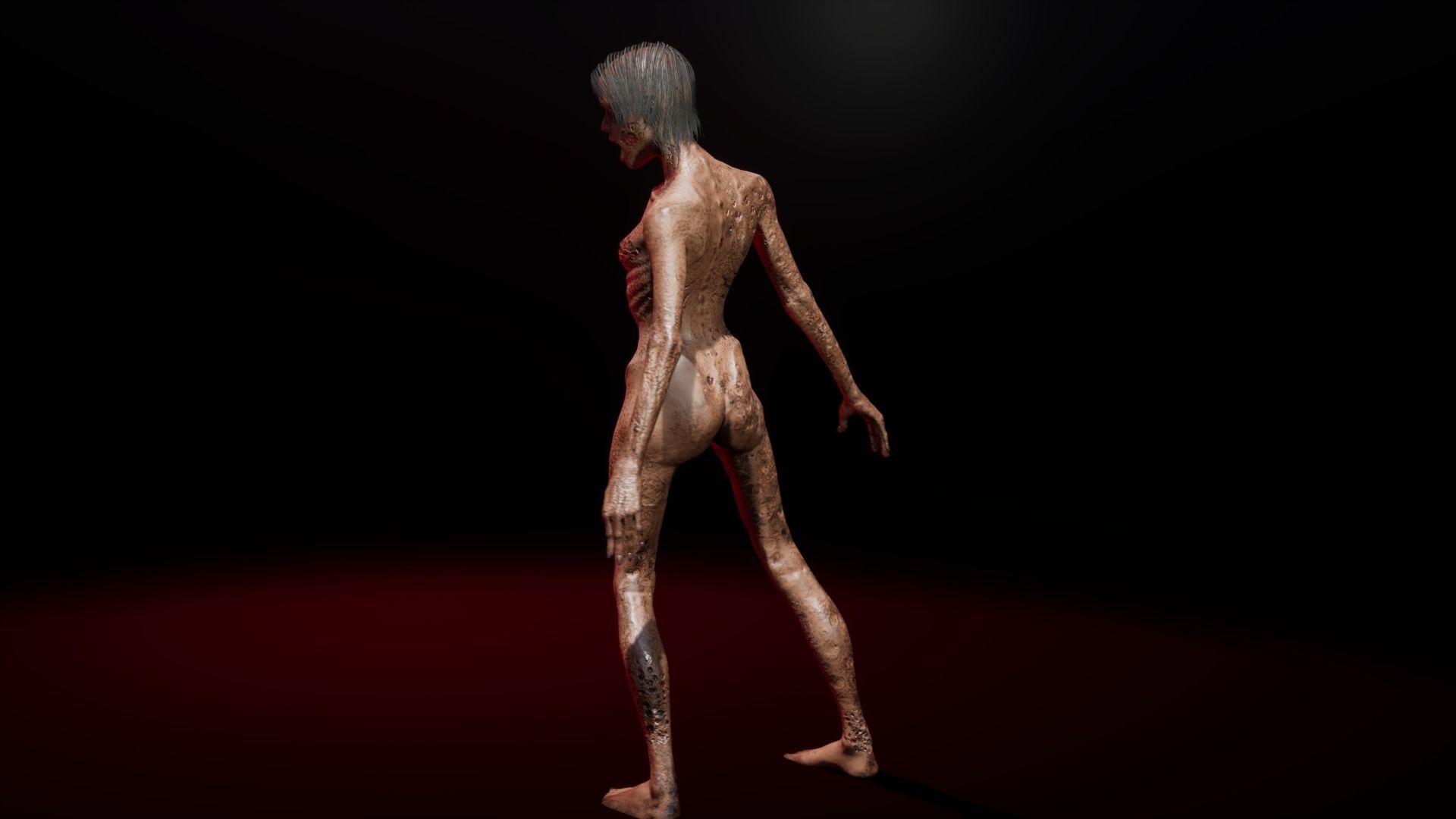 Zombie female version Low-poly 3D model_7