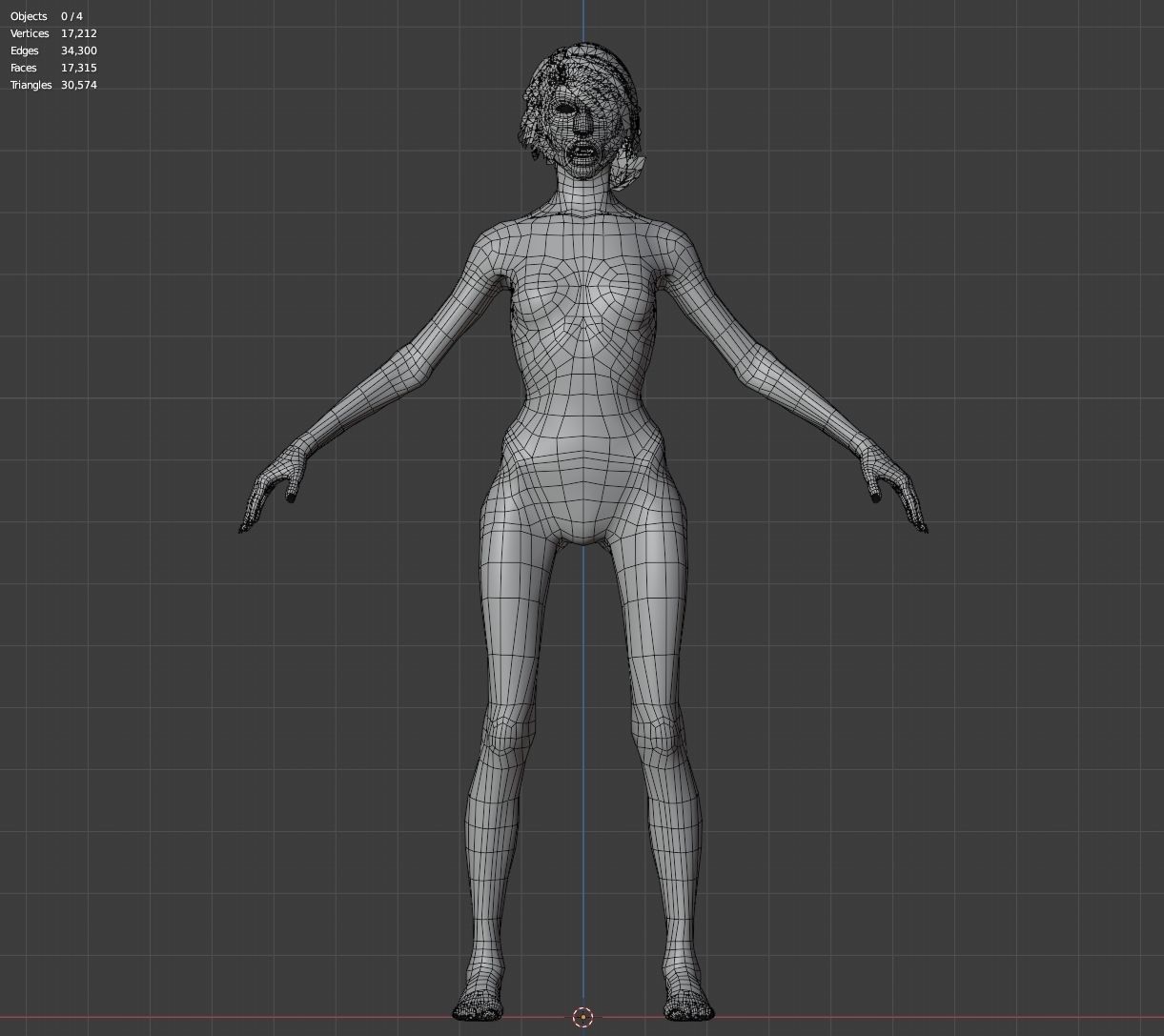 Zombie female version Low-poly 3D model_22