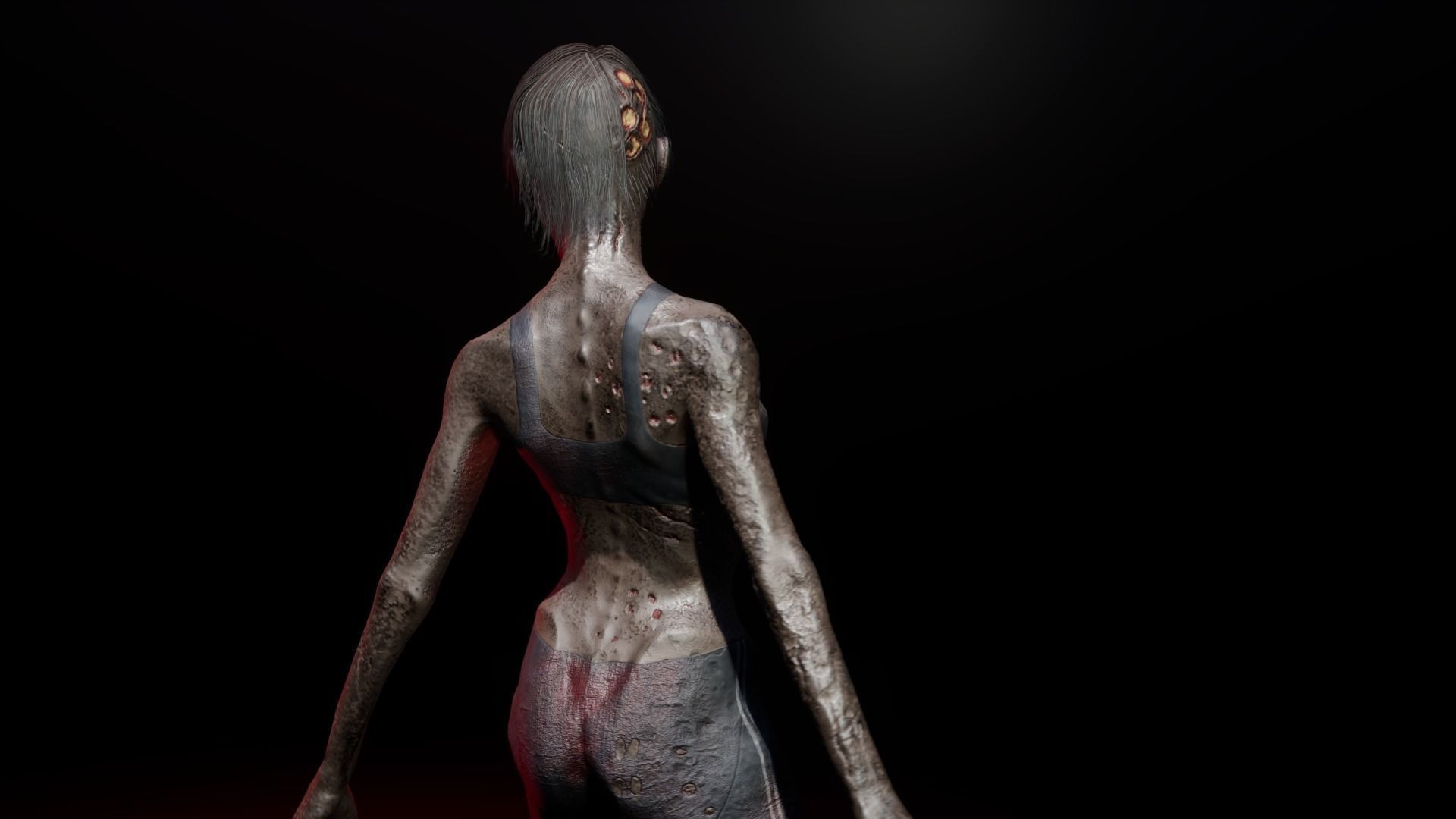 Zombie female version Low-poly 3D model_17