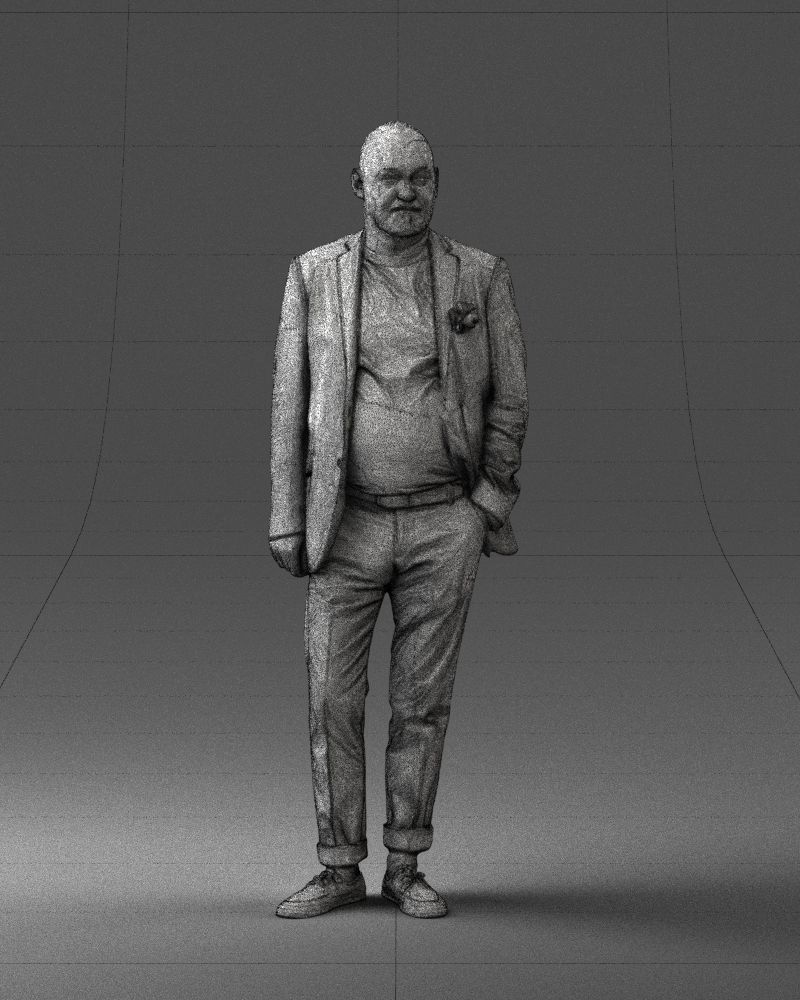 Stylish bald old man 0351 3D model_2