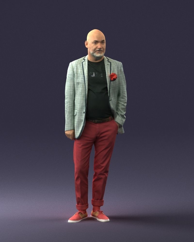 Stylish bald old man 0351 3D model_3