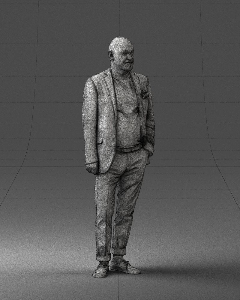 Stylish bald old man 0351 3D model_8