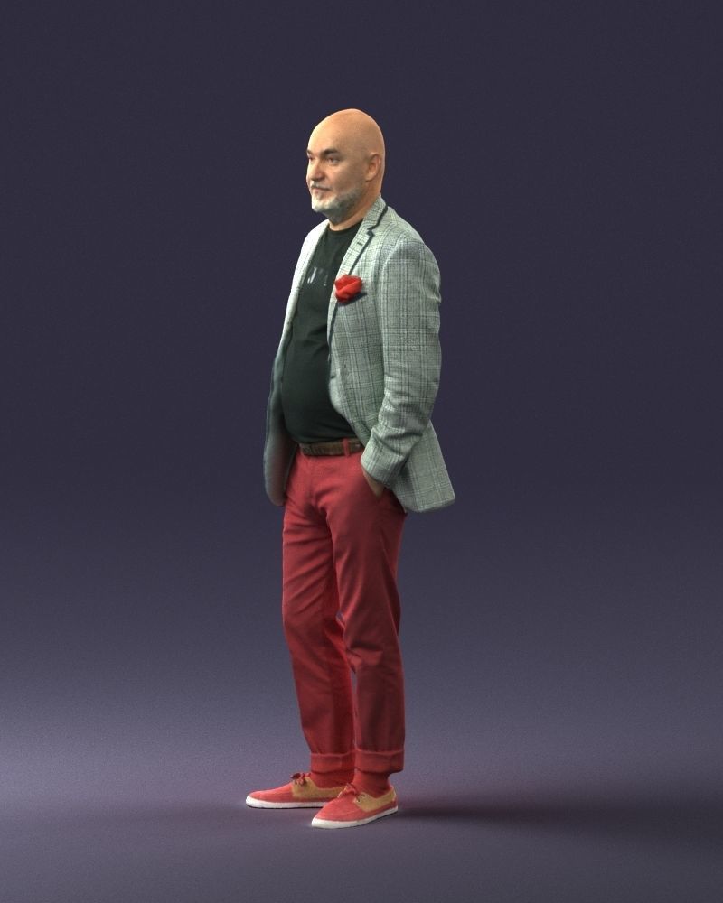 Stylish bald old man 0351 3D model_27