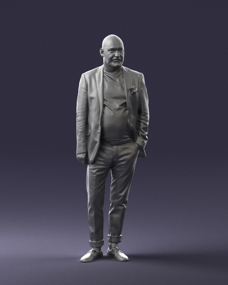 Stylish bald old man 0351 3D model_4