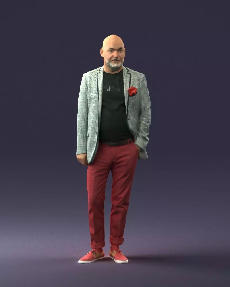 Stylish bald old man 0351 3D model_0