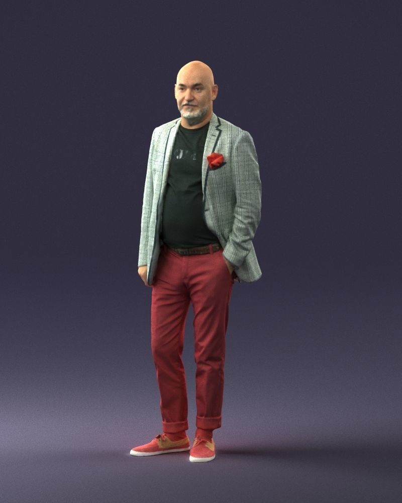 Stylish bald old man 0351 3D model_30