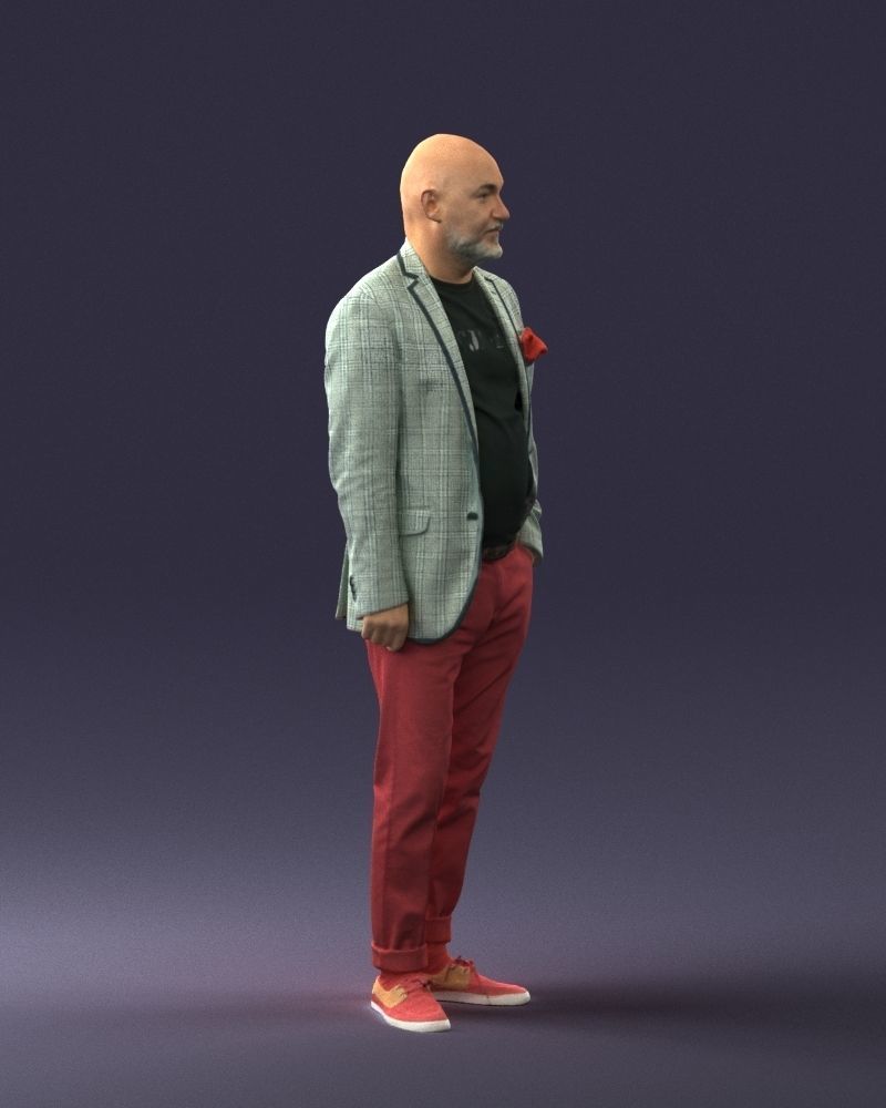 Stylish bald old man 0351 3D model_9