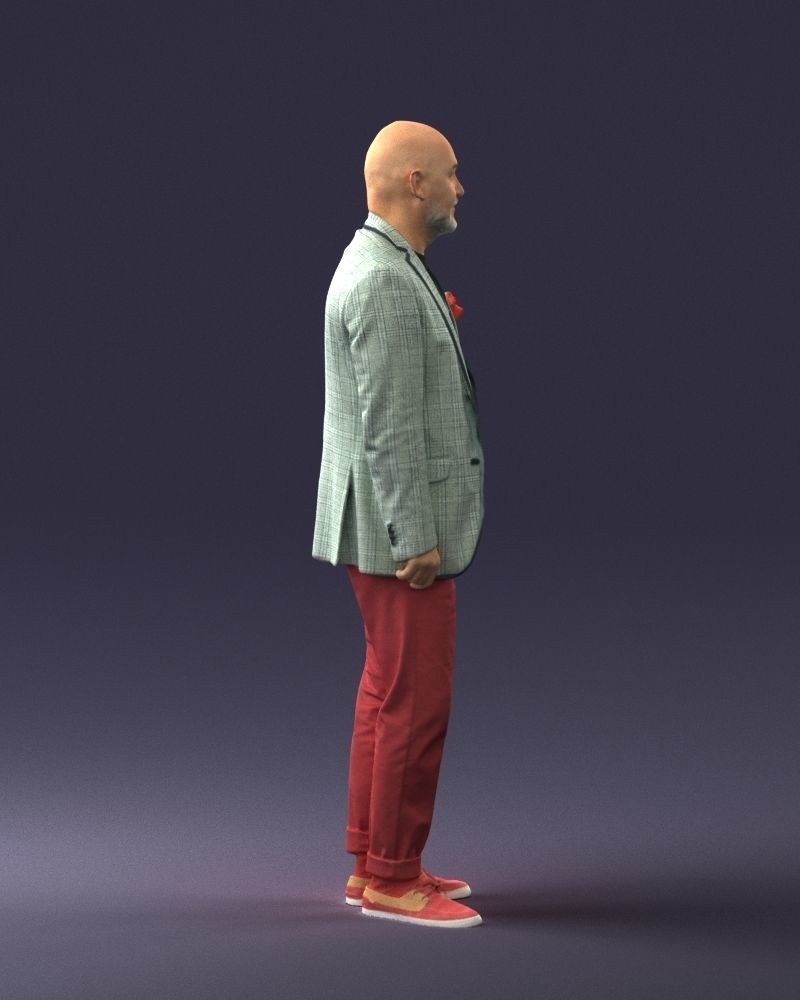 Stylish bald old man 0351 3D model_12