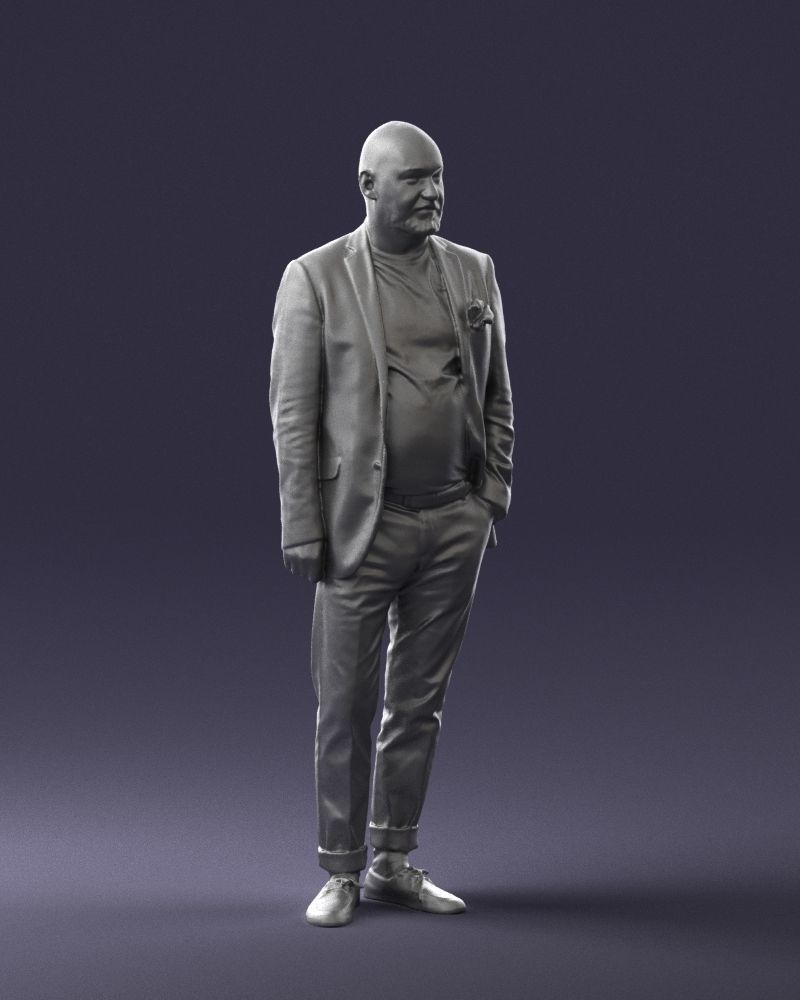 Stylish bald old man 0351 3D model_7