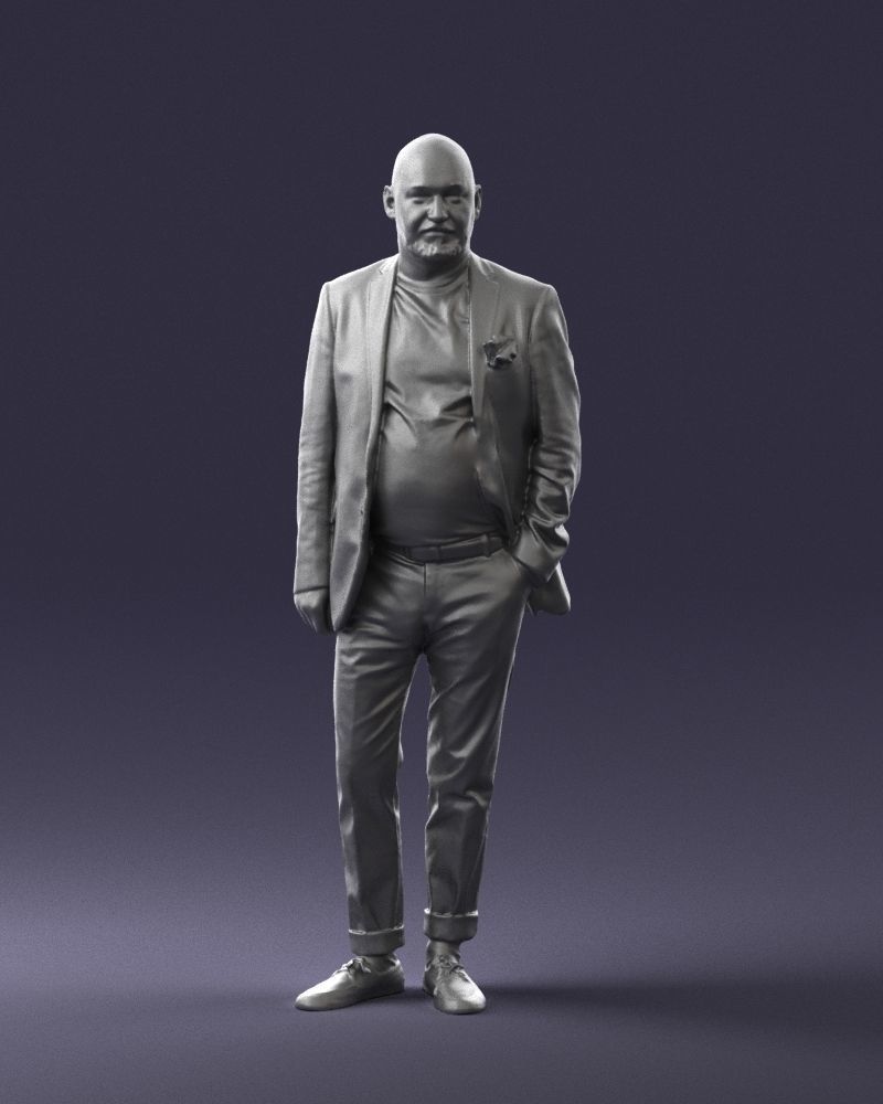 Stylish bald old man 0351 3D model_34