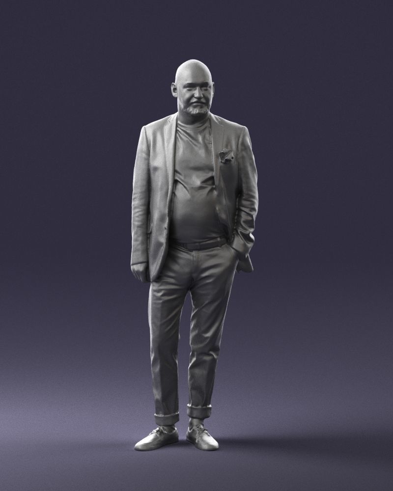 Stylish bald old man 0351 3D model_1