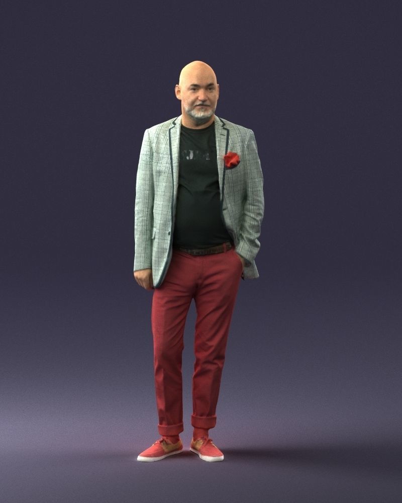 Stylish bald old man 0351 3D model_36