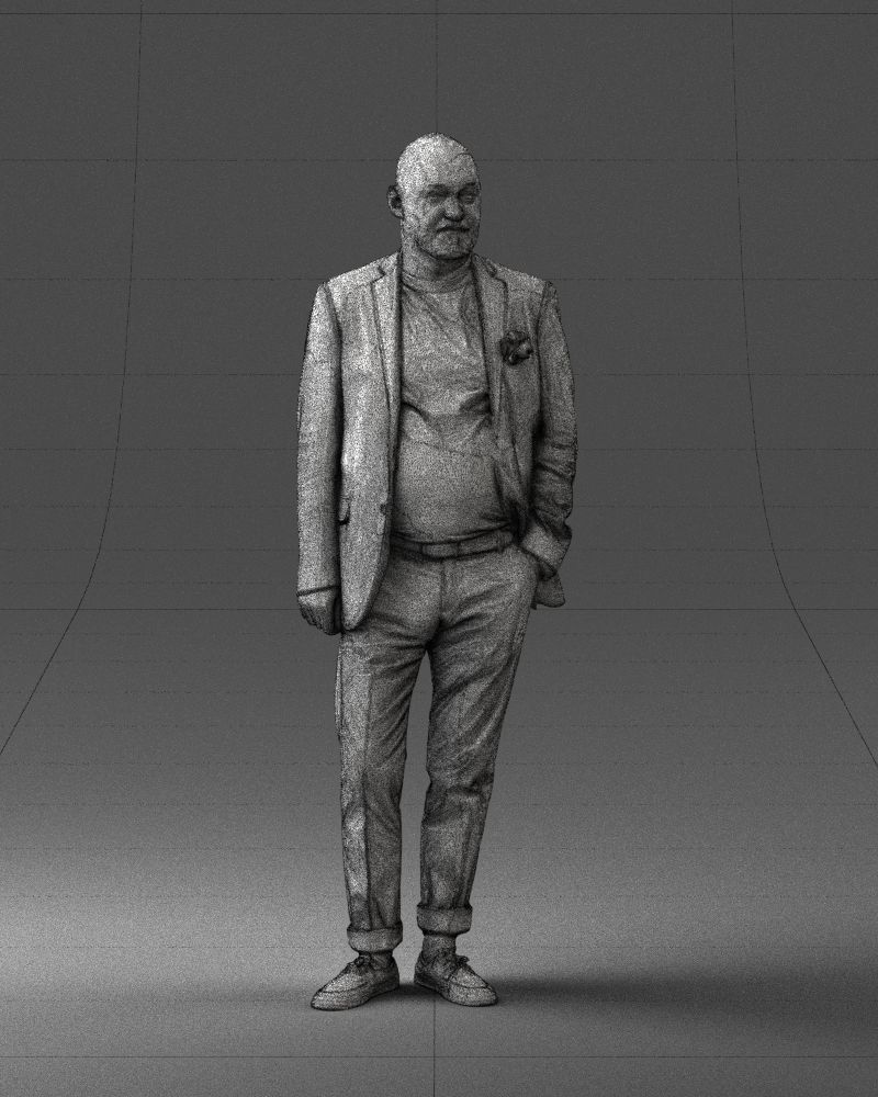 Stylish bald old man 0351 3D model_5