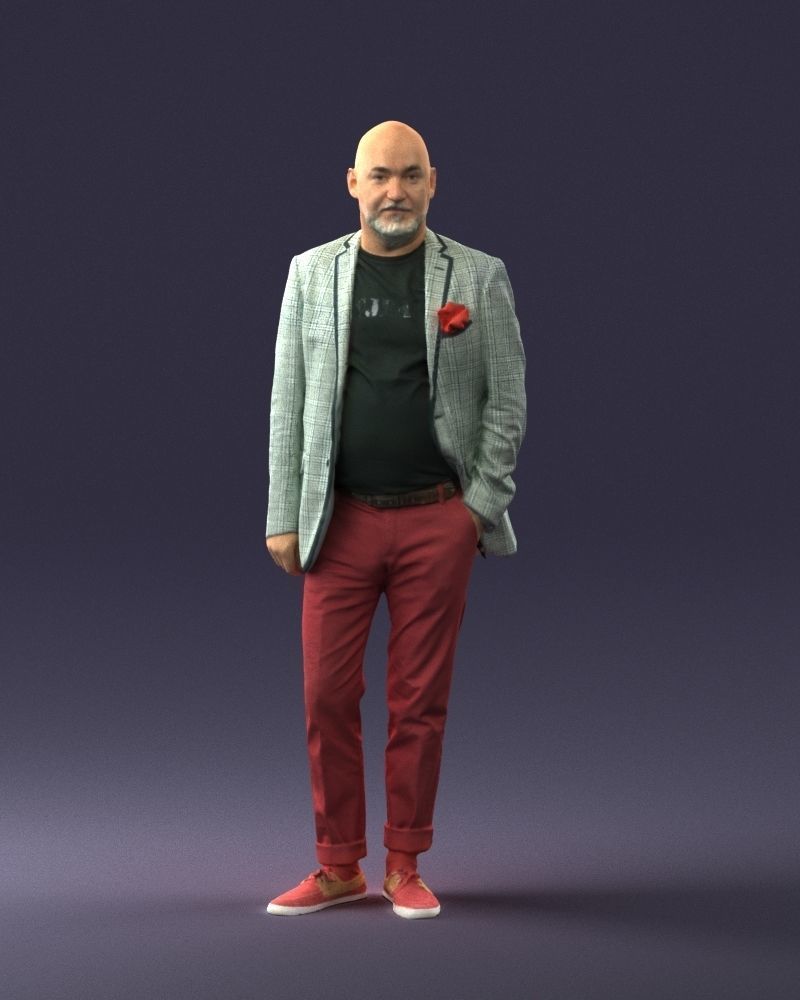 Stylish bald old man 0351 3D model_33