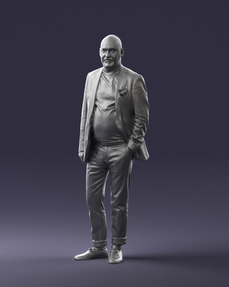 Stylish bald old man 0351 3D model_31