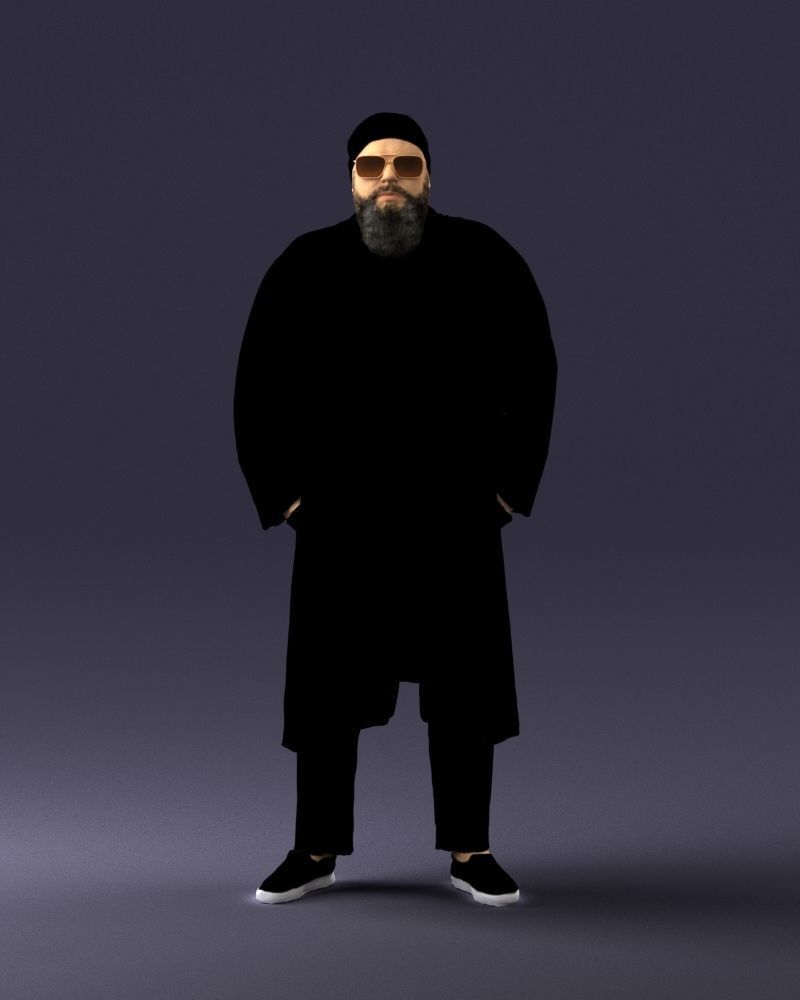 Man in black cloak 0325 3D Print Ready 3D print model_36