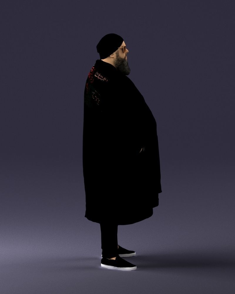 Man in black cloak 0325 3D Print Ready 3D print model_12
