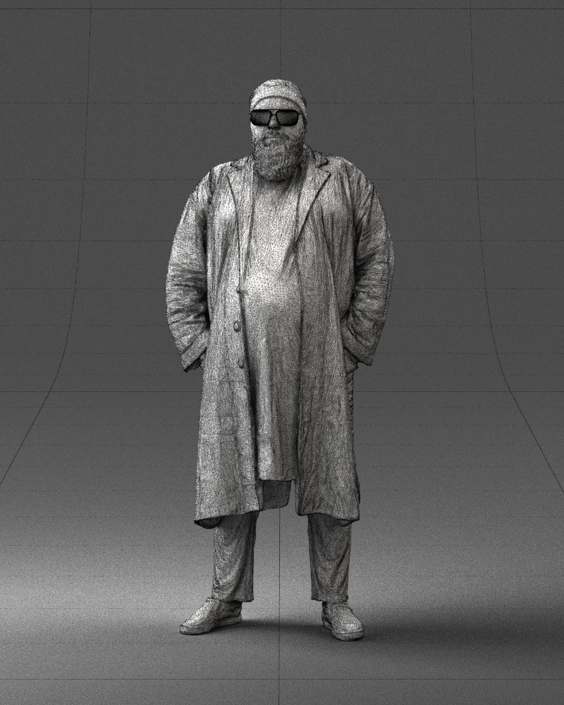 Man in black cloak 0325 3D Print Ready 3D print model_35