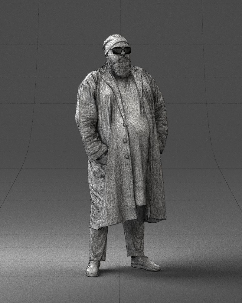 Man in black cloak 0325 3D Print Ready 3D print model_8
