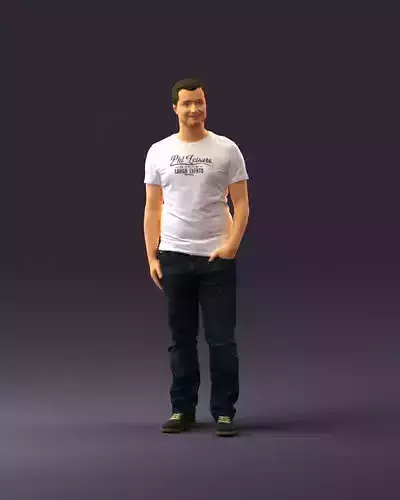 Man in white shirt one hand in pocket 0913