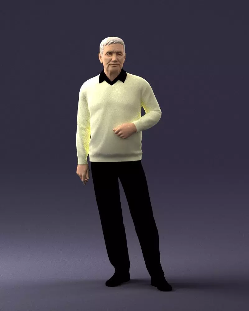 000262 Elderly Man in Casual Outfit 0424 3dp 3D print model