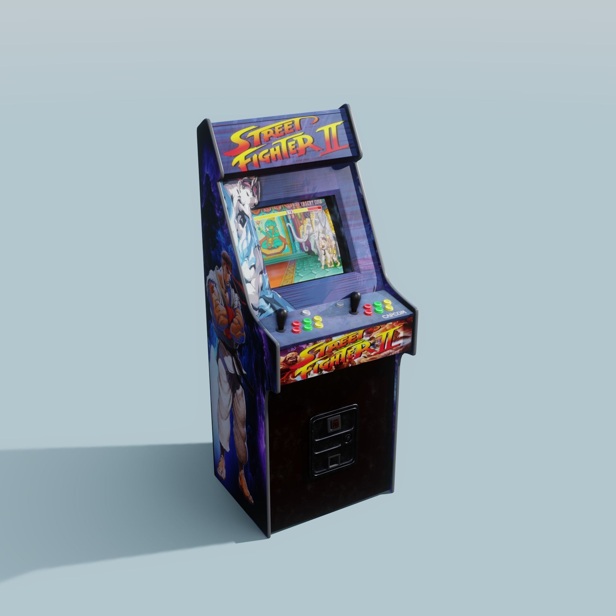 Street Fighter II Arcade Machine Free 3D model_3