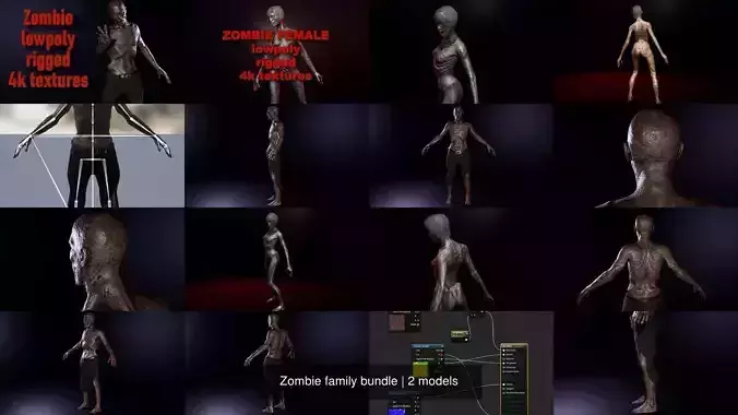 Zombie family bundle 3D Model Collection
