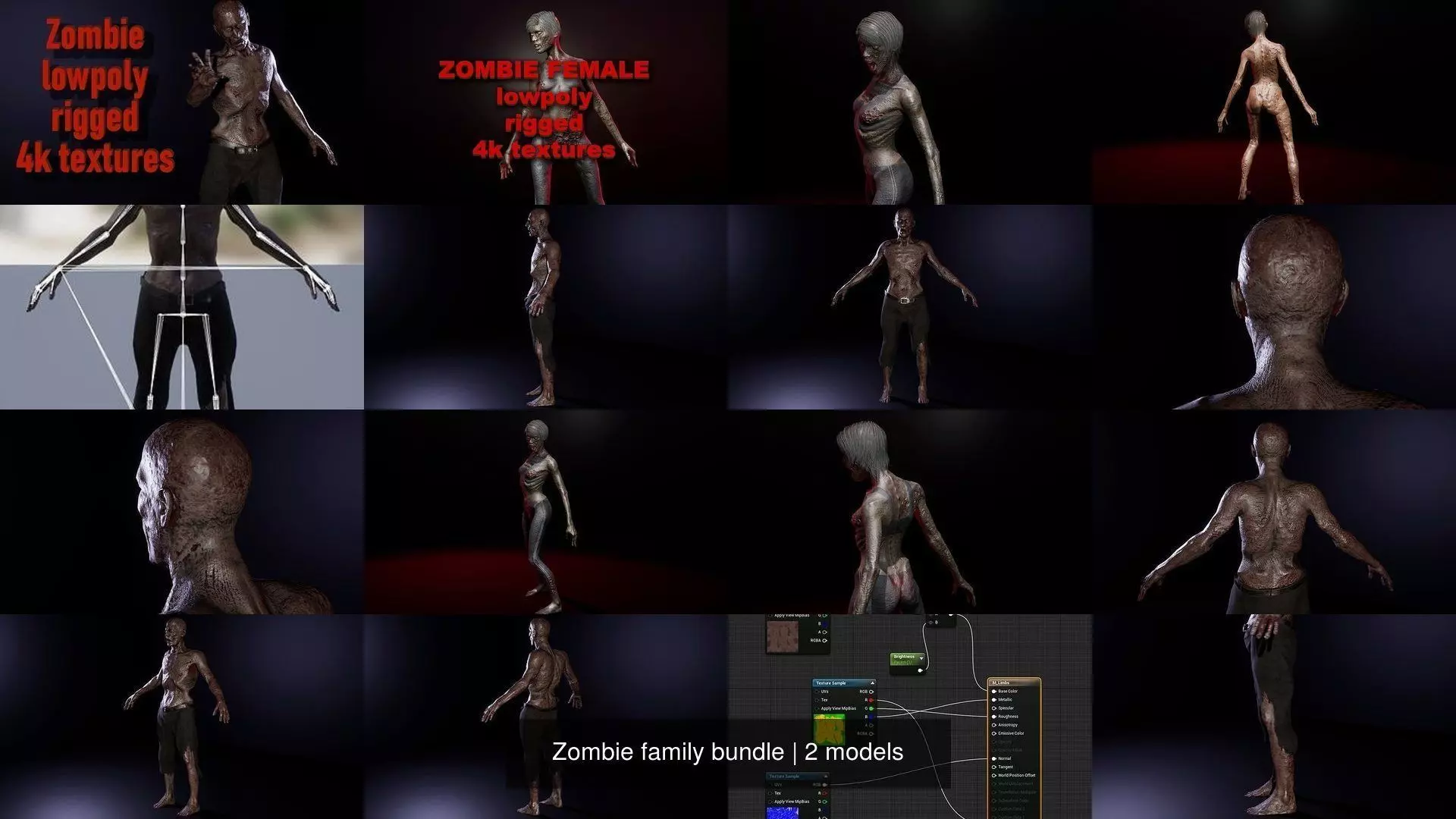 Zombie family bundle 3D Model Collection_0