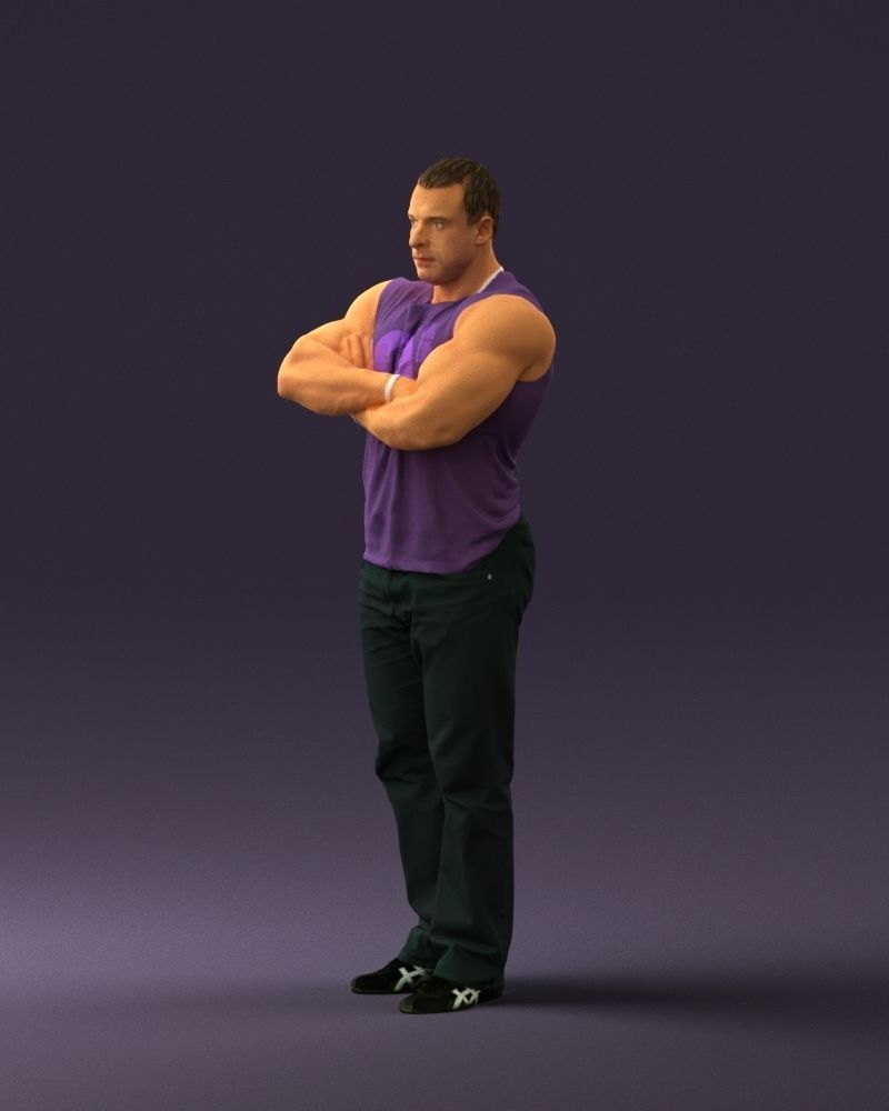 Gymguy in violet gym shirt 0767 3D model_27
