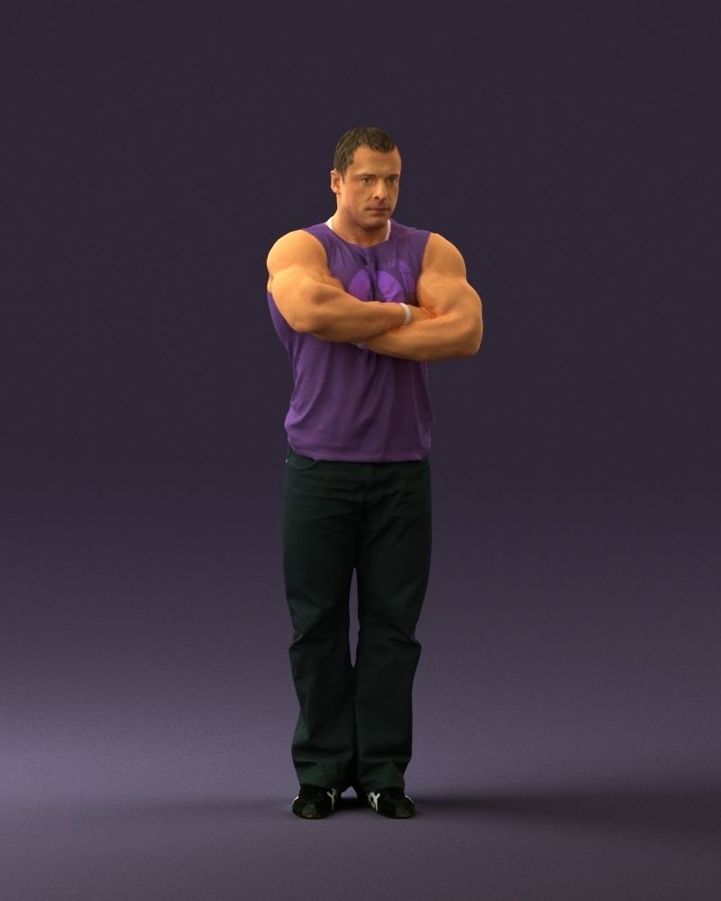 Gymguy in violet gym shirt 0767 3D model_3