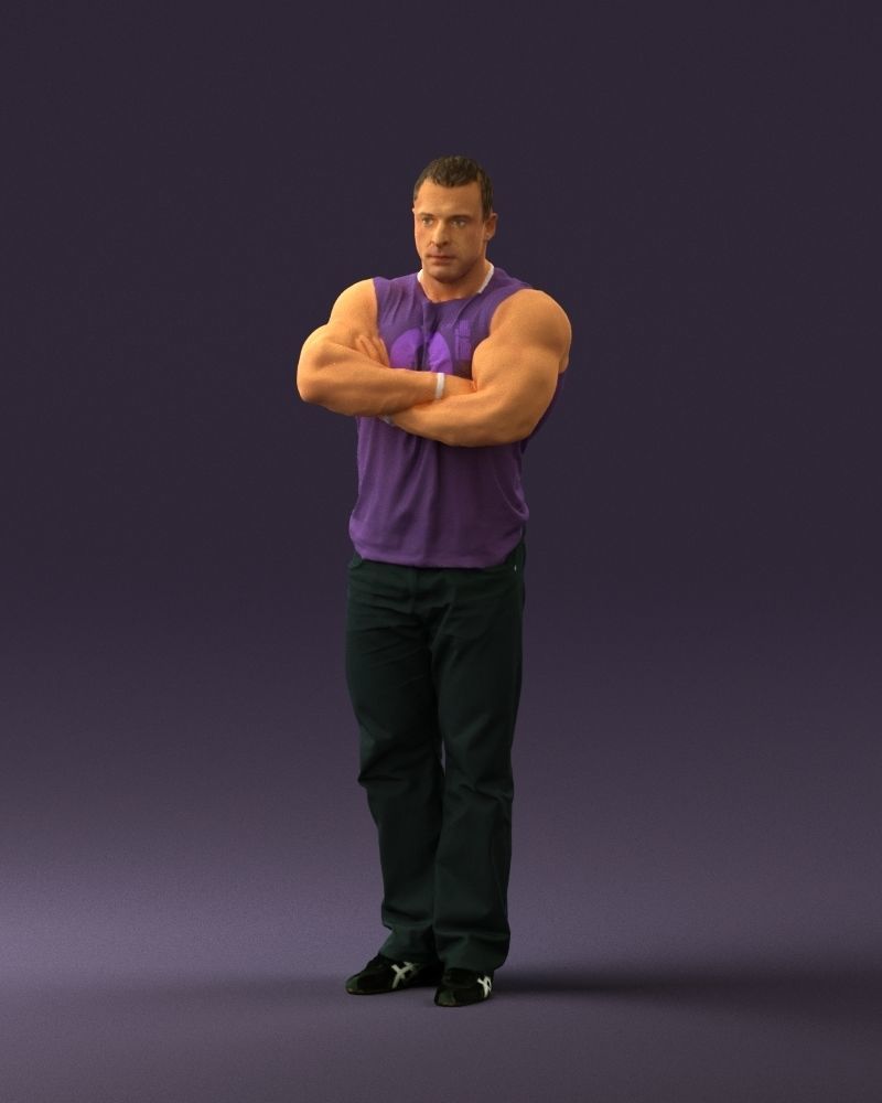 Gymguy in violet gym shirt 0767 3D model_30