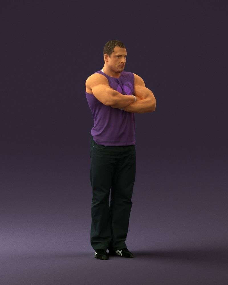 Gymguy in violet gym shirt 0767 3D model_6